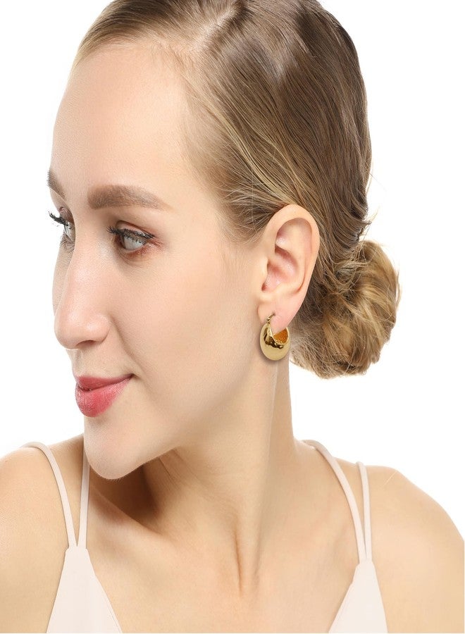 S SUSANN Small Chunky Gold Hoop Earrings For Women, 14k Gold Thick statement huggie hoop earrings Cute Dainty Trendy Hoop Earrings Set Hypoallergenic Fashion Earrings For Girls Jewelry (Ball-Gold 1) - Image 3