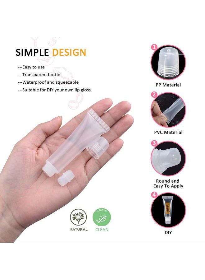 AMORIX 50PCS 15ml Clear Lip Gloss Containers - Empty Cosmetic Squeeze Tubes With Free Syringe + Tag Labels Stickers | Refill Balm Tubes for DIY Base Flavoring Oil Glitter - Image 2