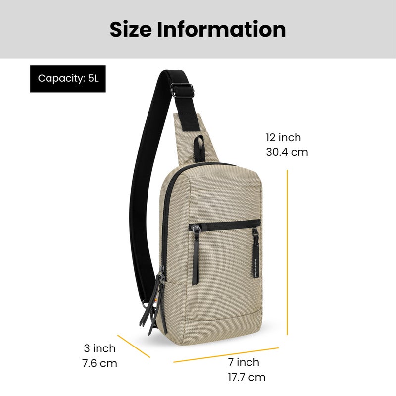 Sherpani Metro, Anti Theft Sling Bag, Sling Backpack, 5L Travel Bag, Shoulder Chest Purse, Crossbody Backpack for Women, Metal Hardware, Travel Gift (Straw Signature) - Image 4