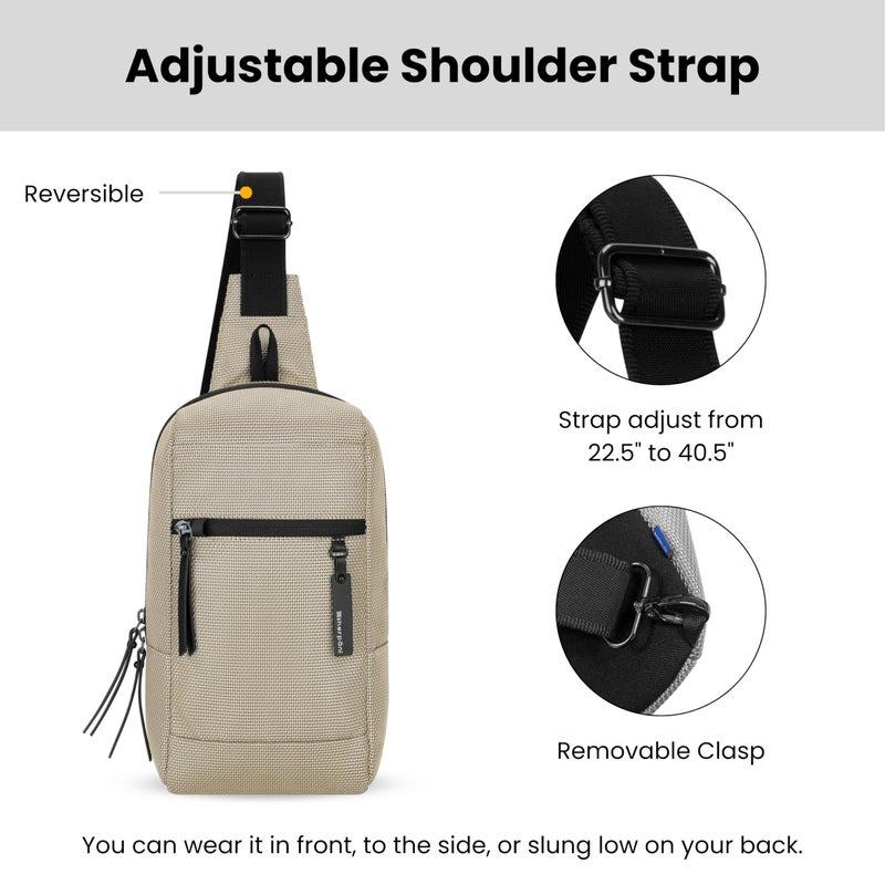 Sherpani Metro, Anti Theft Sling Bag, Sling Backpack, 5L Travel Bag, Shoulder Chest Purse, Crossbody Backpack for Women, Metal Hardware, Travel Gift (Straw Signature) - Image 5