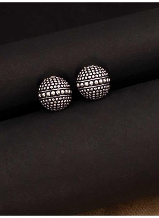 VOYLLA Oxidized Rava Ball Stud Earrings - Image 1