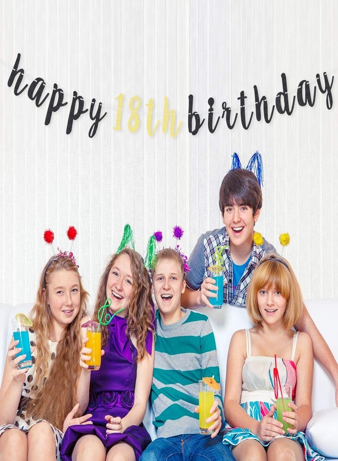 LINGTEER Happy 18th Birthday Party Decorations,18th Birthday Glitter Garland Banner - Cheers to Eighteen Years Old Bday Party Backdrop Decoration Sign. - Image 5