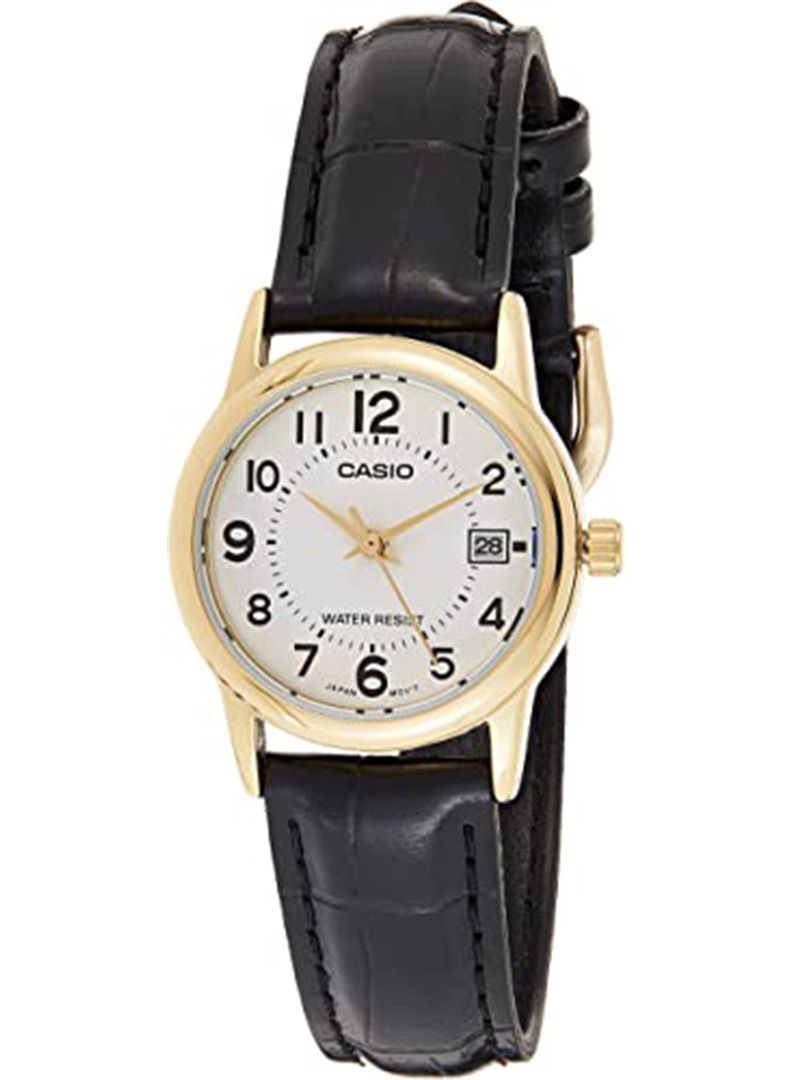CASIO Women's Leather Analog Wrist Watch LTP-V002GL-7BUDF - 25 mm - Black - Image 1