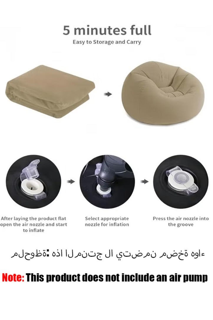 Generic Leisure Beanless Bag Inflatable Sofa Lounge Chair Single Chair Foldable Portable Camping Chair Ergonomic Flocking For Bedroom Living Room And Outdoor（No Air Pump）  - Image 2