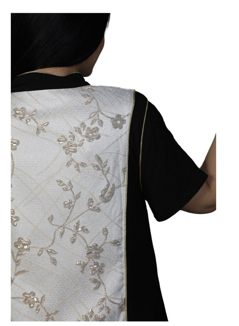 MyesuQ Long embroidered crepe dress  - Image 3