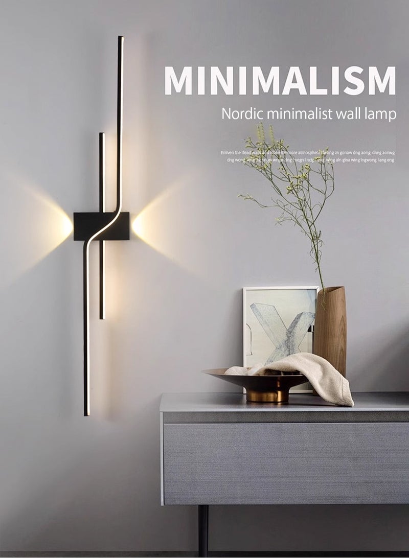 جي جوت مجموعة من قطعتين من أضواء الجدار LED ، مصباح الجدار (أسود ، 100 سم ، ثلاثة ألوان درجة حرارة قابلة للتعديل 3000K-6000K) أضواء الجدار الخطية الحديثة السوداء ، أضواء الجدار الداخلية البيضاء ، غرفة النوم ، غرفة المعيشة ، الممر ، المطبخ ، مدخل جنب السرير - Image 5
