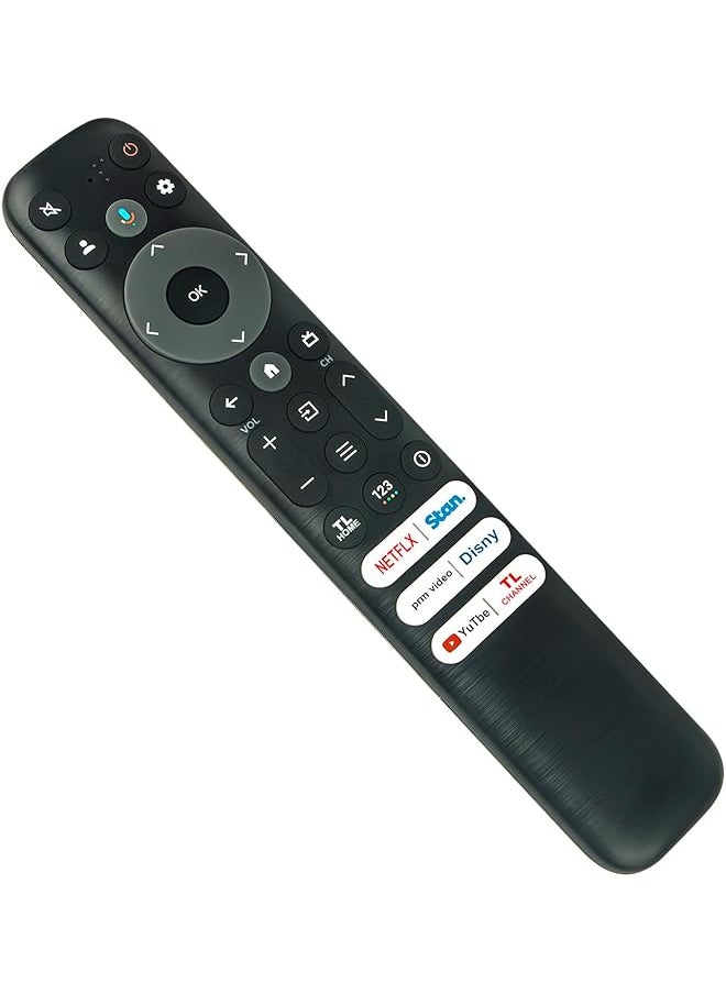 إيروريكس - جهاز التحكم عن بعد البديل الصوتي Rc813 Fab1 مناسب لتلفزيون Tcl الذكي، مع تطبيقات قصيرة: Netflix Stan Prime Video Disney+ Youtube Tcl Channel 55Q750G 65Q750G 75Q750G 85Q750G - Image 1