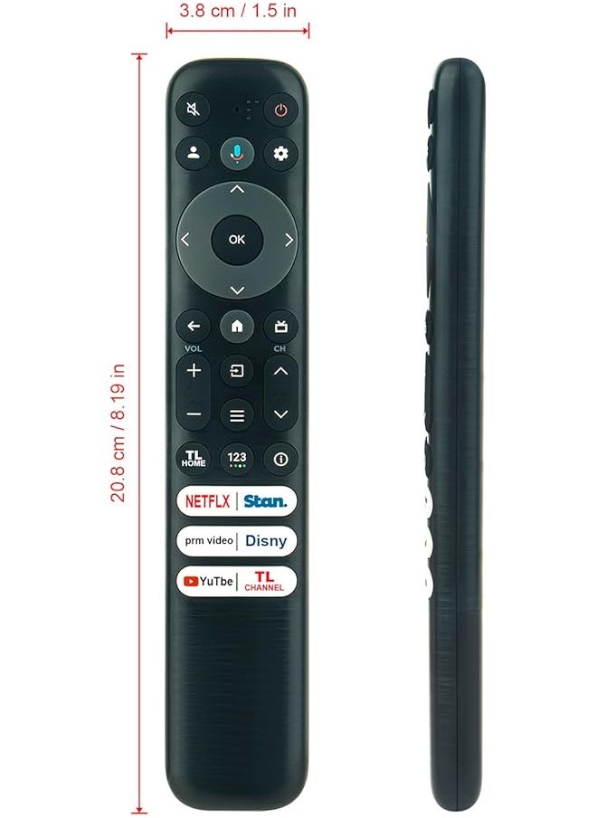 إيروريكس - جهاز التحكم عن بعد البديل الصوتي Rc813 Fab1 مناسب لتلفزيون Tcl الذكي، مع تطبيقات قصيرة: Netflix Stan Prime Video Disney+ Youtube Tcl Channel 55Q750G 65Q750G 75Q750G 85Q750G - Image 1