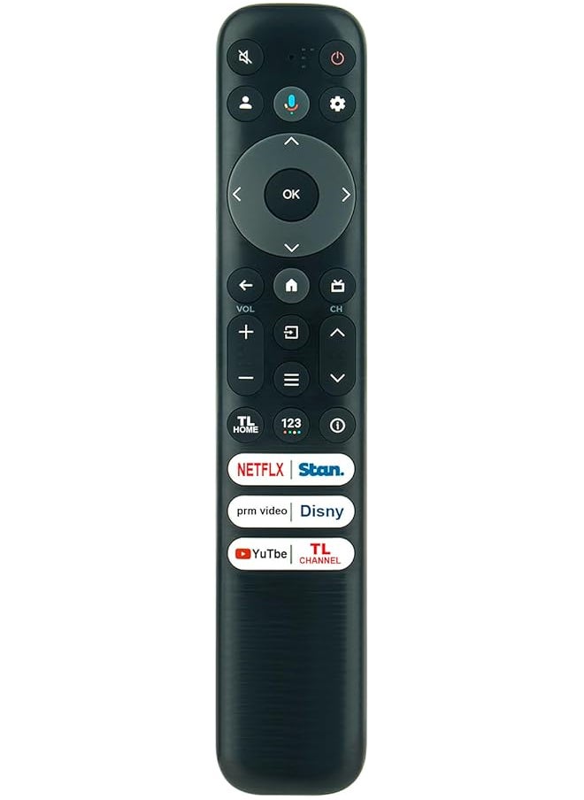 إيروريكس - جهاز التحكم عن بعد البديل الصوتي Rc813 Fab1 مناسب لتلفزيون Tcl الذكي، مع تطبيقات قصيرة: Netflix Stan Prime Video Disney+ Youtube Tcl Channel 55Q750G 65Q750G 75Q750G 85Q750G - Image 1