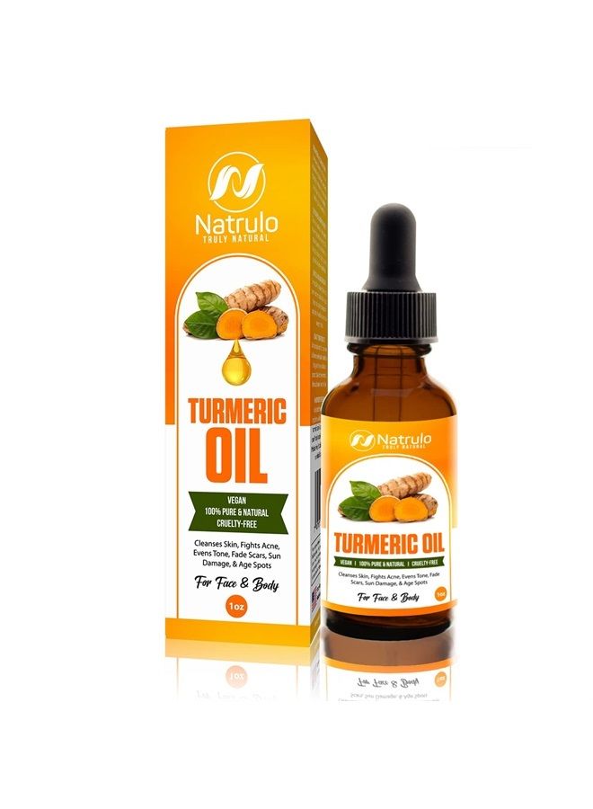 Natrulo Turmeric Serum for Face & Body - All Natural Turmeric Skin Brightening Oil for Dark Spots - Cleanses Skin, Fights Acne, Evens Tone, Heals Scars - Pure Handcrafted Turmeric Skincare Made in the USA - Image 1