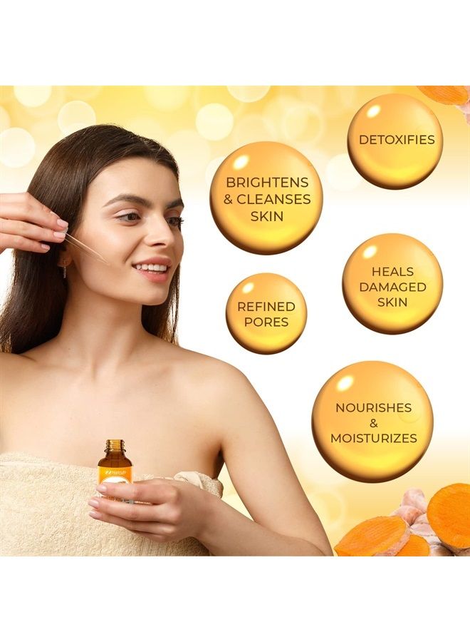 Natrulo Turmeric Serum for Face & Body - All Natural Turmeric Skin Brightening Oil for Dark Spots - Cleanses Skin, Fights Acne, Evens Tone, Heals Scars - Pure Handcrafted Turmeric Skincare Made in the USA - Image 2
