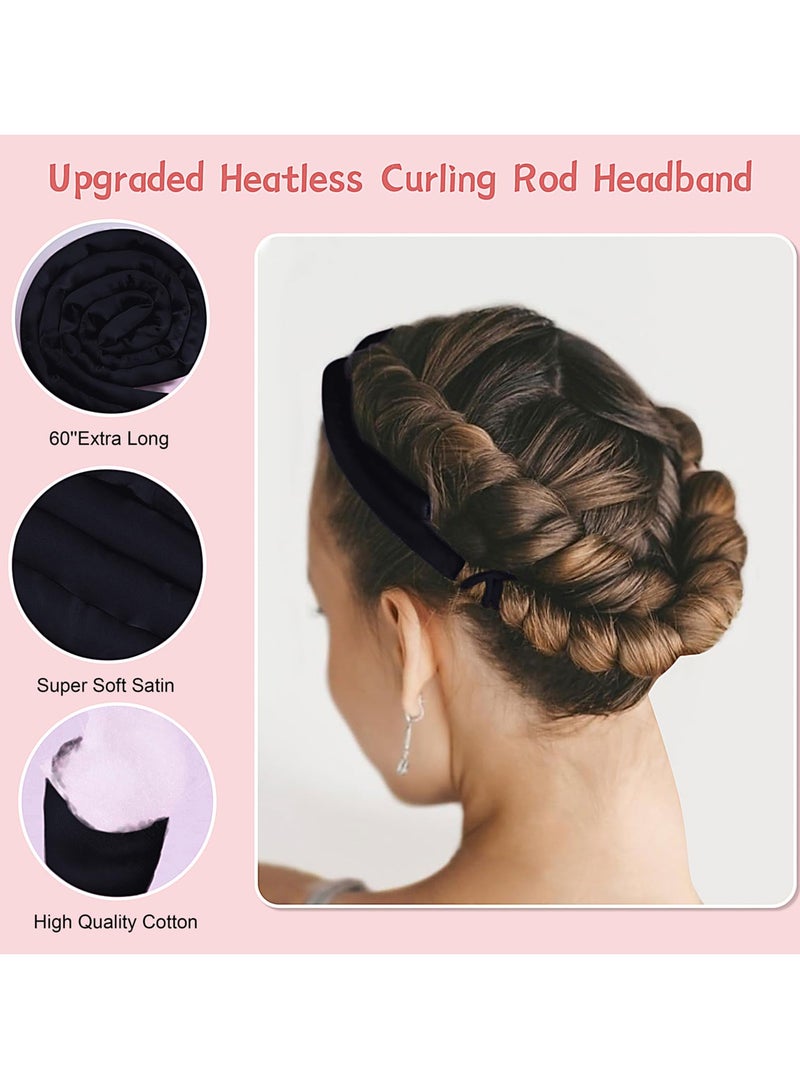 SYOSI Small Heatless Curling Rod Headband, 60" Extra Long, Soft Hair Curlers for Sleep-In, No Heat Curls Hair Rollers, Black - Image 2