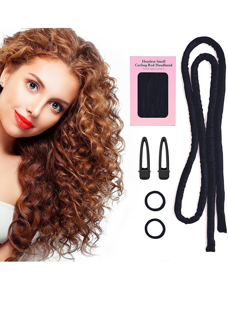 SYOSI Small Heatless Curling Rod Headband, 60" Extra Long, Soft Hair Curlers for Sleep-In, No Heat Curls Hair Rollers, Black - Image 1