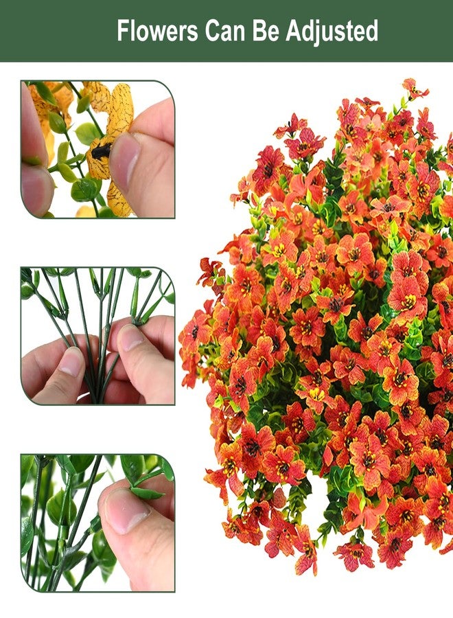 trytuny Artificial Flowers for Outdoor, 16 Bundle UV Resistant Fake Silk Flowers, Realistic Faux Plants for Outside Indoor Porch Patio Window Box Planter Home Decor (16, Orange) - Image 2