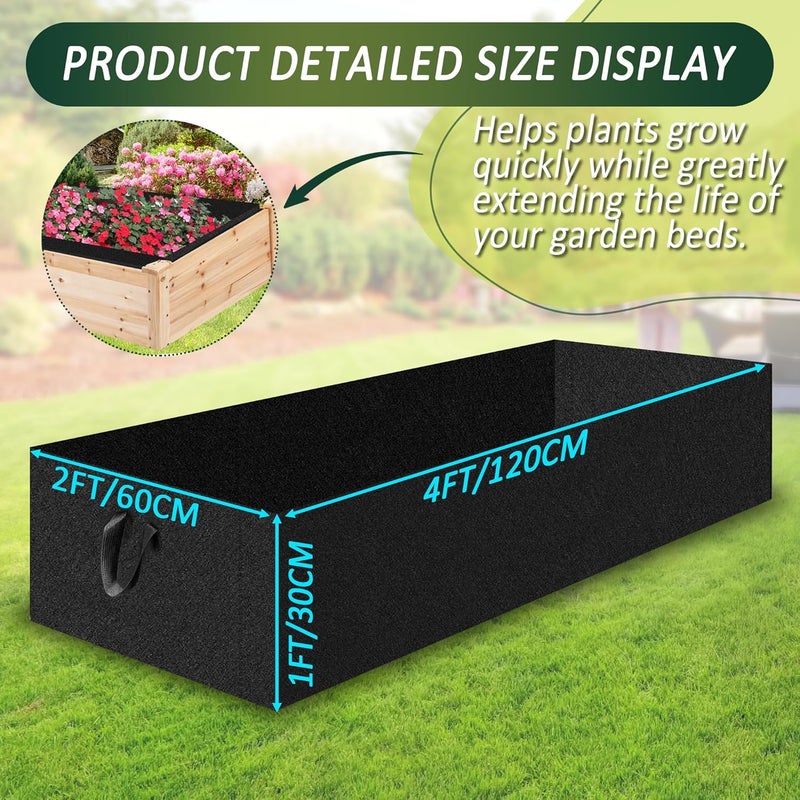 FULEIYA Fabric Raised Garden Bed Fabric Garden Bed Breathable Drainage Rectangle Grow Bags with Handles Raised Garden Bed Liner for Outdoor Garden Bed Holds Soil- 47.2 x 23.5 x 12in - Image 3