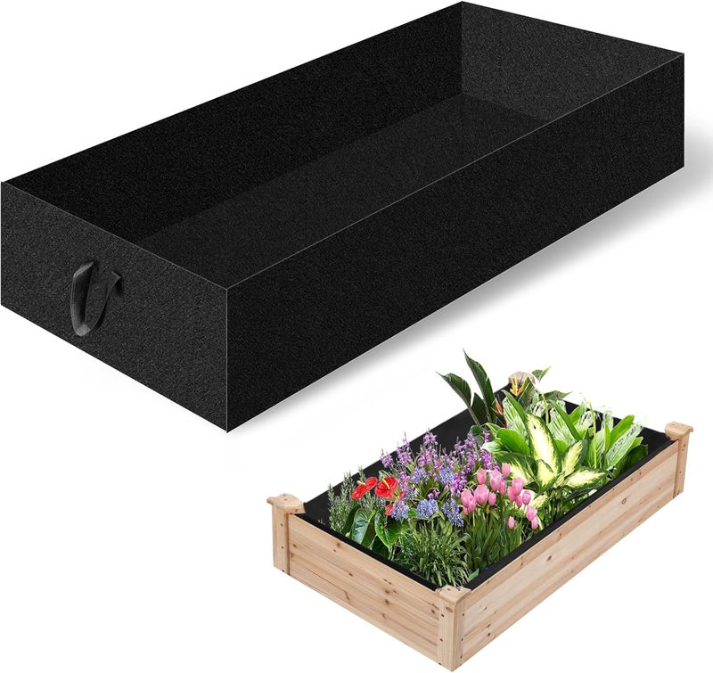 FULEIYA Fabric Raised Garden Bed Fabric Garden Bed Breathable Drainage Rectangle Grow Bags with Handles Raised Garden Bed Liner for Outdoor Garden Bed Holds Soil- 47.2 x 23.5 x 12in - Image 1