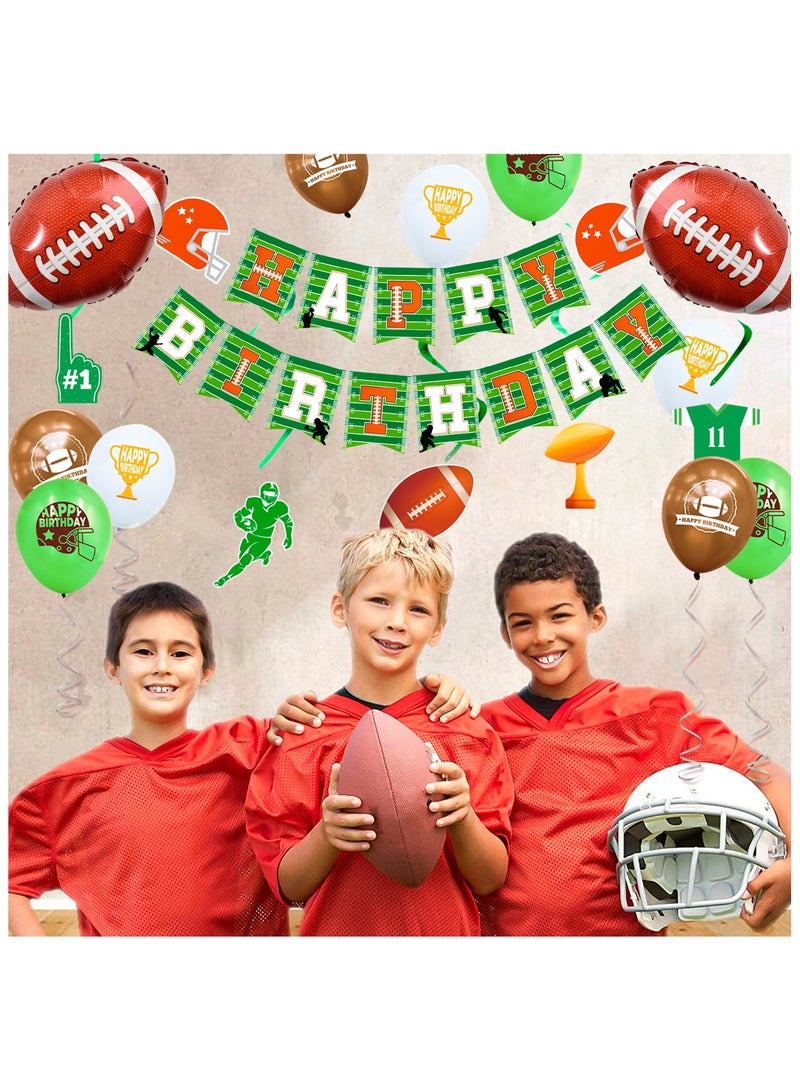 FRUITFUL PARTY Football Birthday Party Decorations for 16 Guests, 164pcs Super Bowl Football Party Disposable Tableware Set Football Party Plates Napkins Tablecloth for Super Bowl Party Football Tailgate Decorations - Image 4