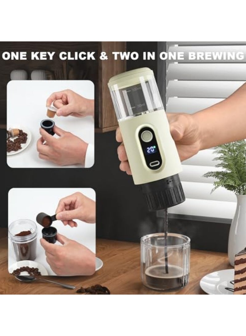 XiuWoo Portable Electric Espresso Coffee Machine - 2 IN 1 Wireless 15 Bar Pressure Mini Coffee Maker, Car Portable Coffee Machine Fully Charged Brew 75 Cups for Camping RV Hiking Office (Not Self Heating) - Image 3