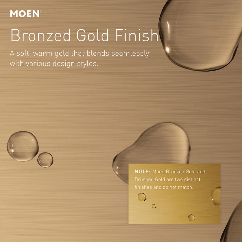Moen Beric Bronzed Gold Modern One-Handle Single Hole Bathroom Faucet with Drain Assembly and Optional Deckplate for Your Bath Sink, 84774BZG - Image 5