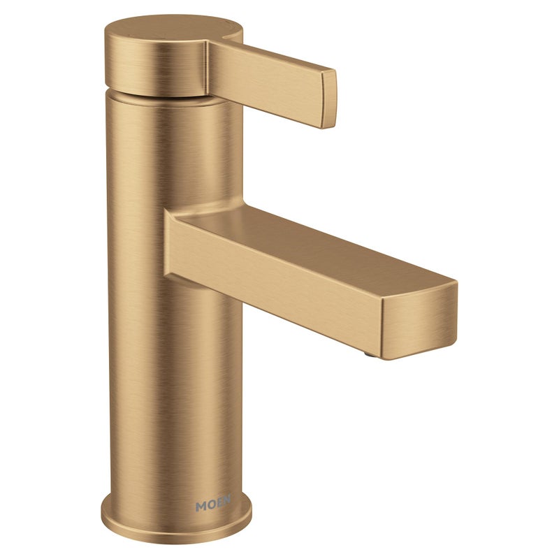 Moen Beric Bronzed Gold Modern One-Handle Single Hole Bathroom Faucet with Drain Assembly and Optional Deckplate for Your Bath Sink, 84774BZG - Image 1