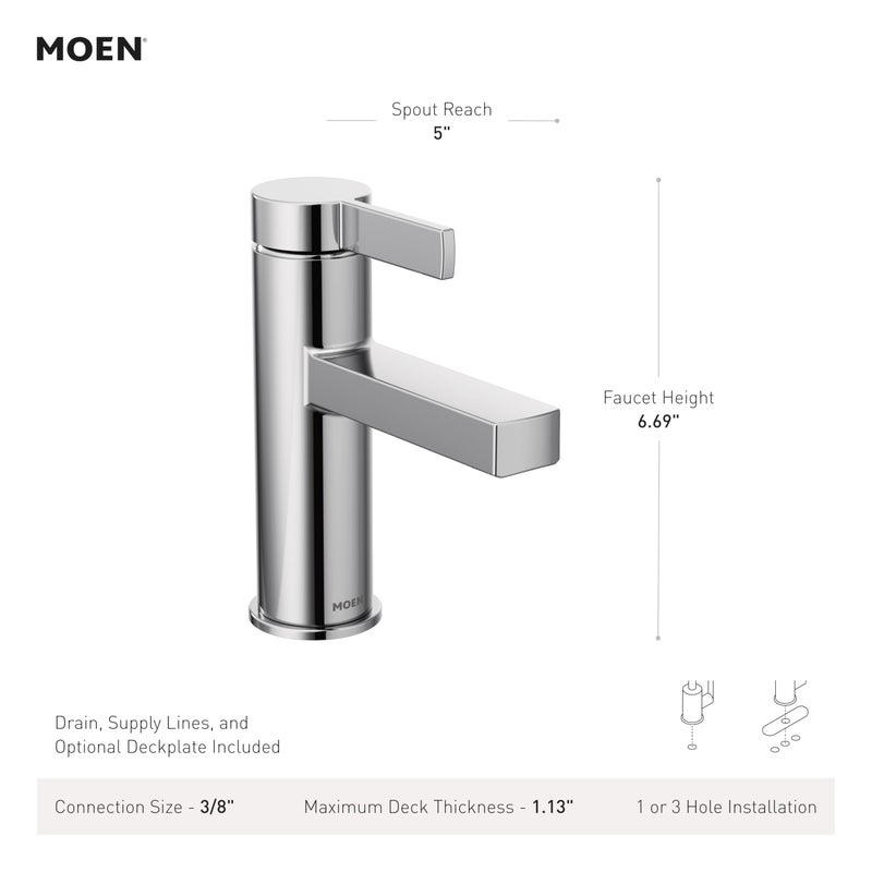 Moen Beric Bronzed Gold Modern One-Handle Single Hole Bathroom Faucet with Drain Assembly and Optional Deckplate for Your Bath Sink, 84774BZG - Image 3