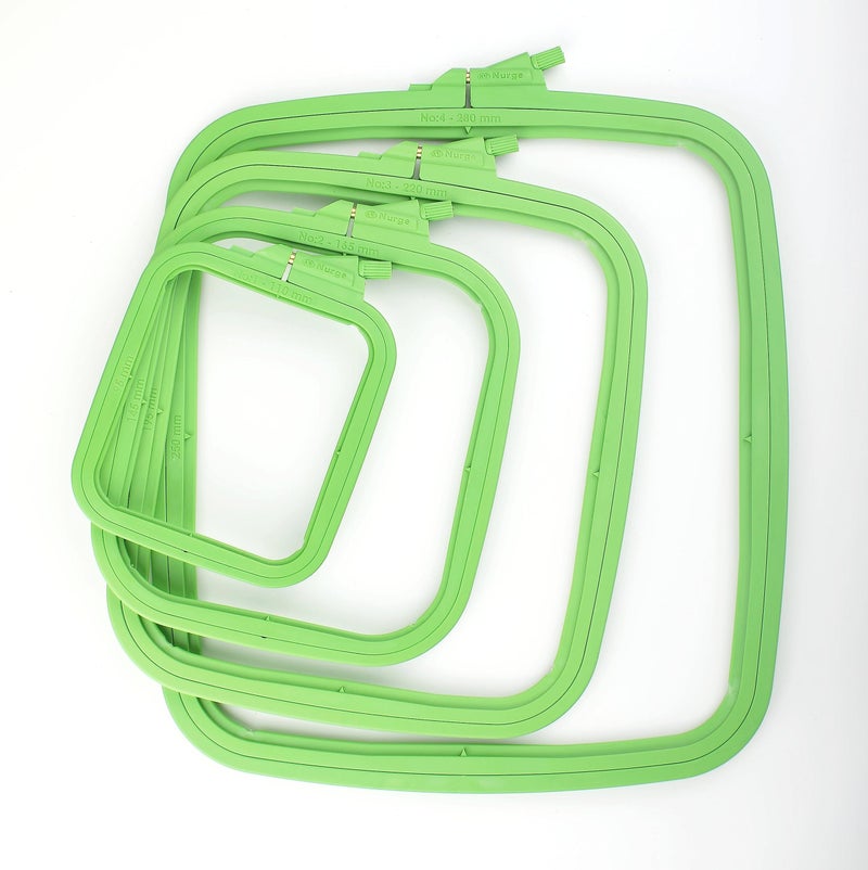 Nurge Green 4 Pcs Set Plastic Square Embroidery Hoop, Cross Stitch Hoops, Punch Needle Hoop (4 Pcs) - Image 3