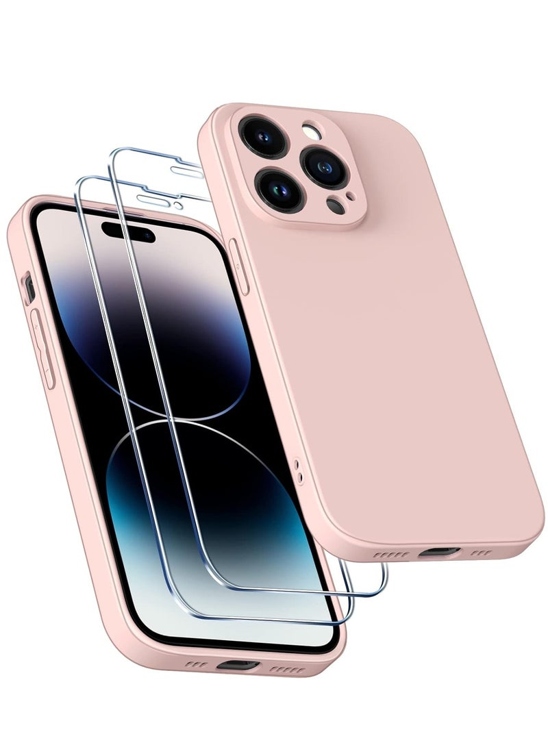 ELTRAZONE Camera Protection Case for iPhone 14 Pro Max 6.7" [Military Grade Shockproof], 1 Phone Case + 2 Tempered Glass Screen Protector, 3 in 1 Protective Back Slim Cover-Pink - Image 1
