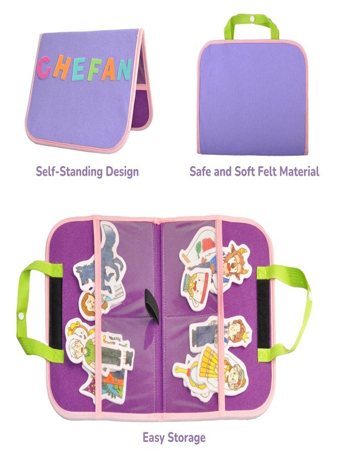 CHEFAN 2 Pack Felt Board for Kids, Portable Travel Storyboard, Preschool Activity Play Kits, Board Only, Blue&Purple - Image 4