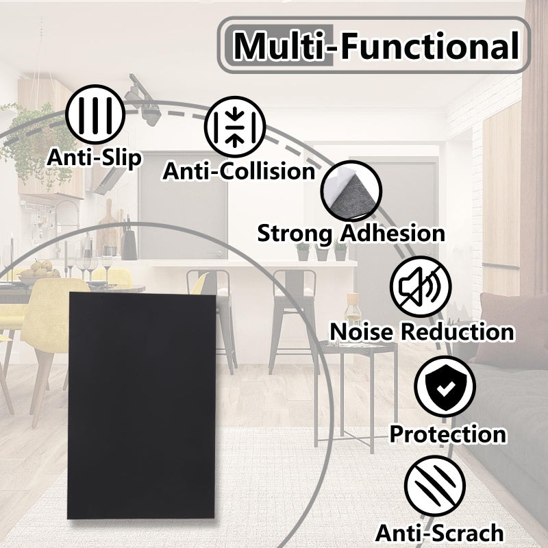 Jayen 132 Pcs Non Slip Self-Adhesive Silicone Cuttable Furniture Pads, Anti-Sliding Anti-Scratch Rubber Floor Protectors for Any Furniture and Appliances - Black (Matte) - Image 3
