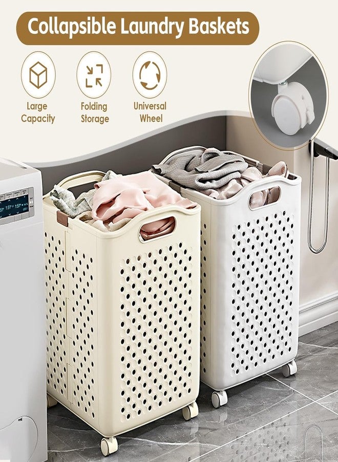 LAYZOO Laundry Magic Mover Mini | Foldable Laundry Basket with Wheels & Handles | Breathable Storage Organizer for Clothes, Toys & Daily Essentials | Cream White (COLLAPSIBLE LAUNDRY BASKET BIG) - Image 2