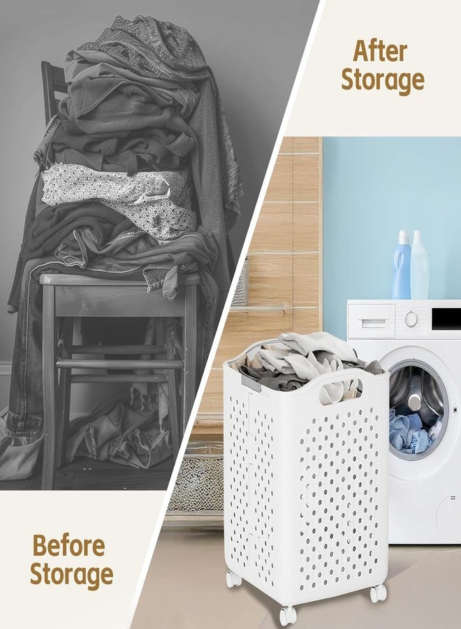 LAYZOO Laundry Magic Mover Mini | Foldable Laundry Basket with Wheels & Handles | Breathable Storage Organizer for Clothes, Toys & Daily Essentials | Cream White (COLLAPSIBLE LAUNDRY BASKET BIG) - Image 3