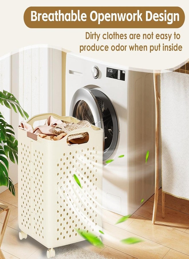 LAYZOO Laundry Magic Mover Mini | Foldable Laundry Basket with Wheels & Handles | Breathable Storage Organizer for Clothes, Toys & Daily Essentials | Cream White (COLLAPSIBLE LAUNDRY BASKET BIG) - Image 4