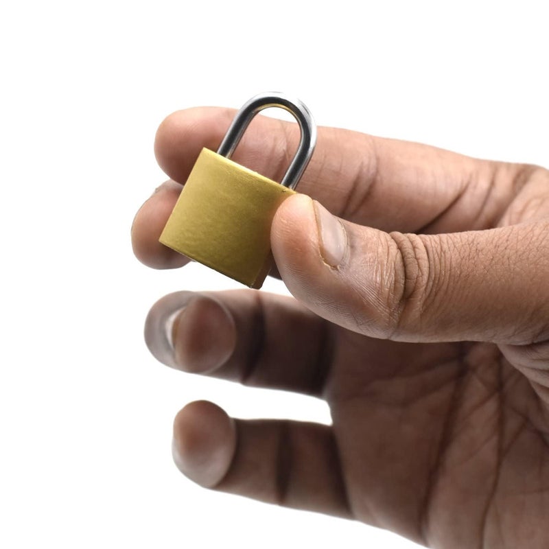 Bras Padlock 20 mm Copper Lock with 2 Additional Keys Ideal for Suitcase Small Bag Home shutters Cabinet - Image 2