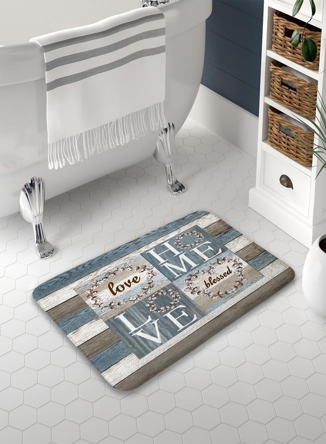 iTapnoom Rustic Floral Flower Bath Mat, Sweet Love Home Non Slip Absorbent Floor Rugs Quick Dry Soft Velvet Rugs Carpets, for Bathtub Bathroom Bedroom Kitchen, 17x29 Inch - Image 1