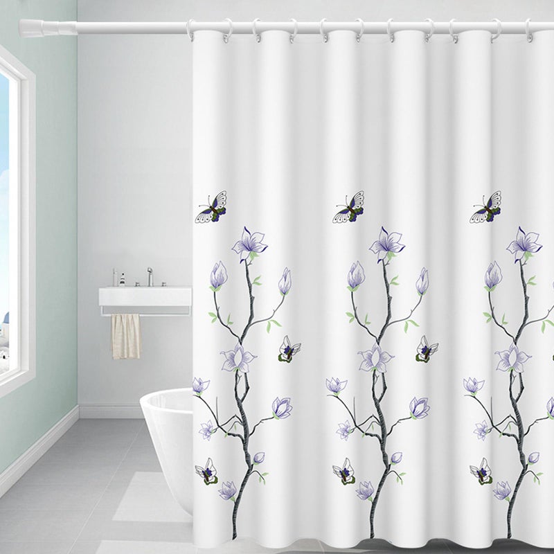 DEARARTBath Flower Shower Curtains 72W 72H inch Cloth Shower Curtain Liner with Grommet and Hooks Water Resistant Waterproof Easy Care Machine Washable Easy Clear - Image 2