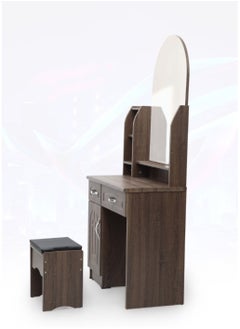SILA SILA Modern Wooden Dressing Table With U-Shaped Mirror Dressing Makeup Desk With Storage For Bedroom Furniture Color Oak  - Image 2