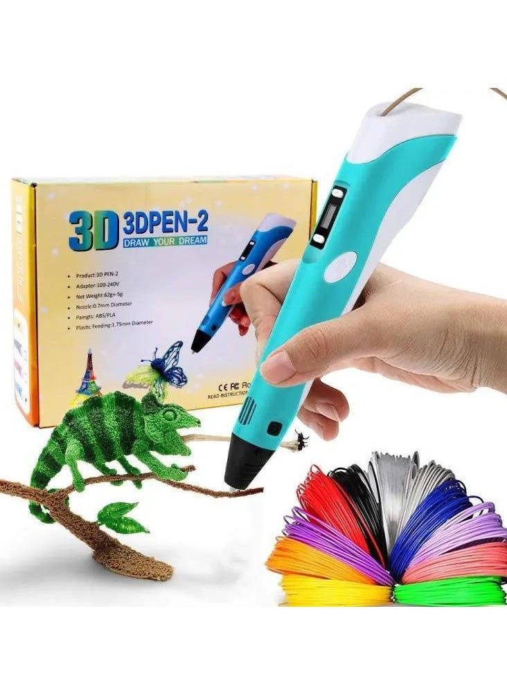 Generic - 3D Pen, 3d Printing Pen with LCD Display, Drawing Stencils Doodler with 3 Colors PLA Filament Refills, Art Crafts Gift for Kids & Adults, Stepless Speed - Image 1