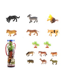Galaxy Farmyard Friends Animal Set - 14 Pieces | Realistic Farm Animal Figures with Accessories in Portable Container
