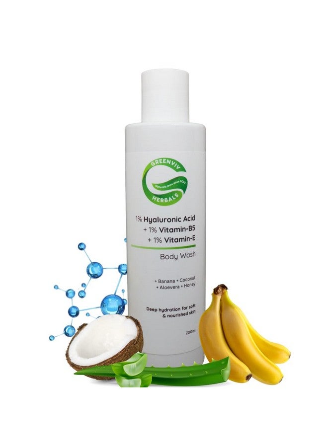 Greenviv 1% Hyaluronic Acid + 1% Vitamin B5 + 1% Vitamin E Intense Hydration & Nourishing Body Wash | Deeply Hydrates, Softens & Revitalizes Skin | 200ml - Image 1