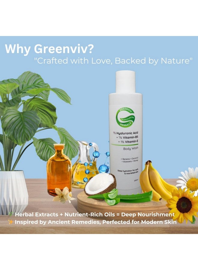 Greenviv 1% Hyaluronic Acid + 1% Vitamin B5 + 1% Vitamin E Intense Hydration & Nourishing Body Wash | Deeply Hydrates, Softens & Revitalizes Skin | 200ml - Image 4