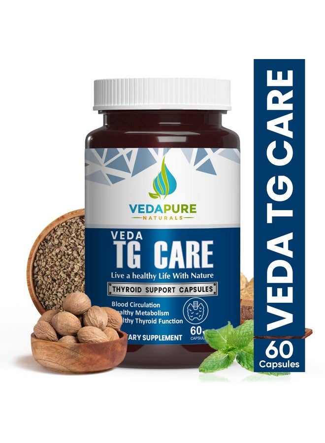 VEDAPURE فيدابور TG كير | مكمل دعم الغدة الدرقية | توازن هرموني | معزز للتمثيل الغذائي والطاقة | مزيج من الأعشاب الأيورفيدية مثل كاتشنار، كمون، فلفل أبيض، قرفة - 60 كبسولة - Image 3