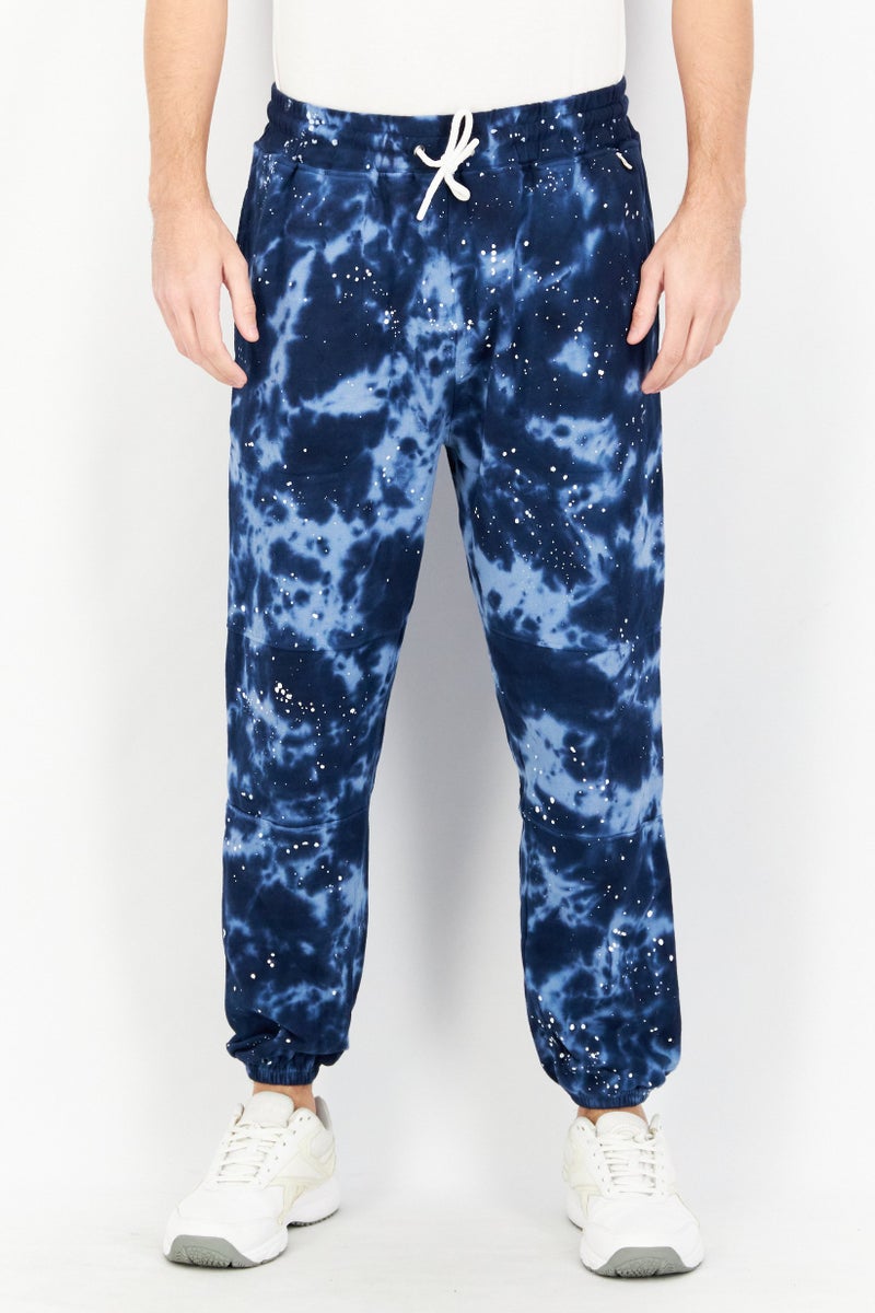 Sovereign Code Men Regular Fit Tie Dye Drawstring Jogger Pant, Navy - Image 1