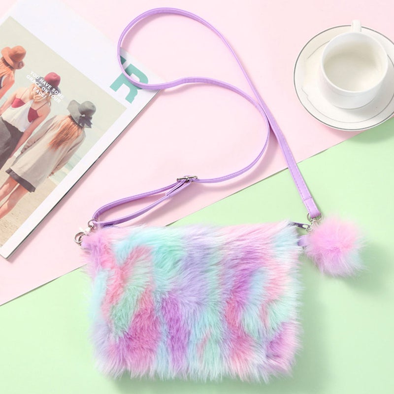 2pcs Design Crossbody Bag Single Shoulder Pouch Plush Phone Bag - Image 3