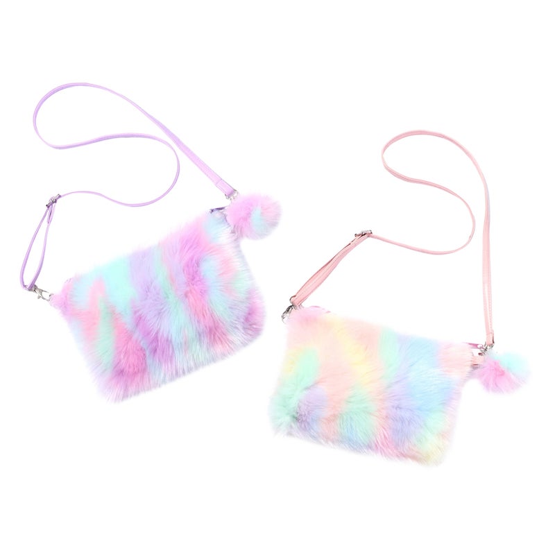 2pcs Design Crossbody Bag Single Shoulder Pouch Plush Phone Bag - Image 1