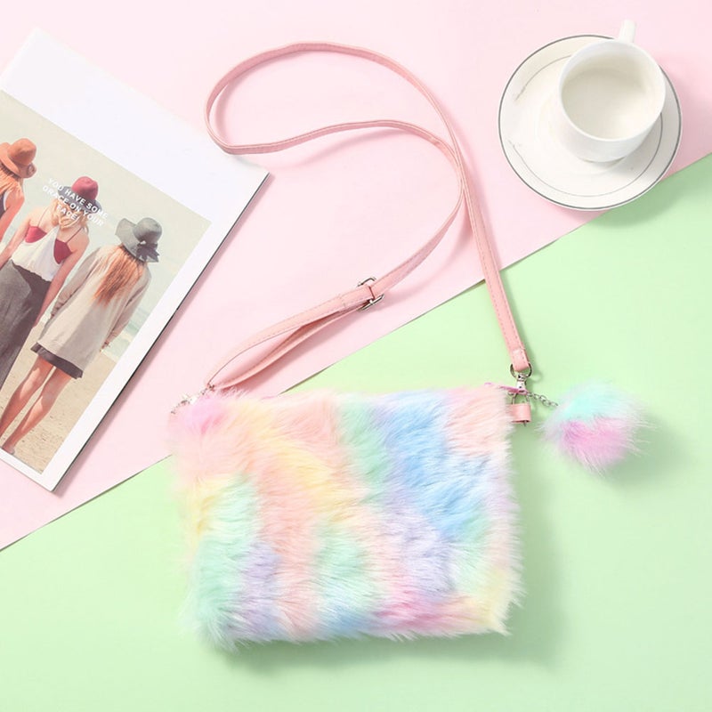 2pcs Design Crossbody Bag Single Shoulder Pouch Plush Phone Bag - Image 4
