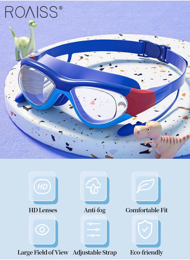 3 Pcs Kid's Swim Goggle Set, HD Vision Waterproof Anti-fog Swimming Goggle, Silicone Swim Cap and Wet and Dry Separation Swimming Bag, Indoor and Outdoor Diving Professional Swimming Gear for Boys and Girls