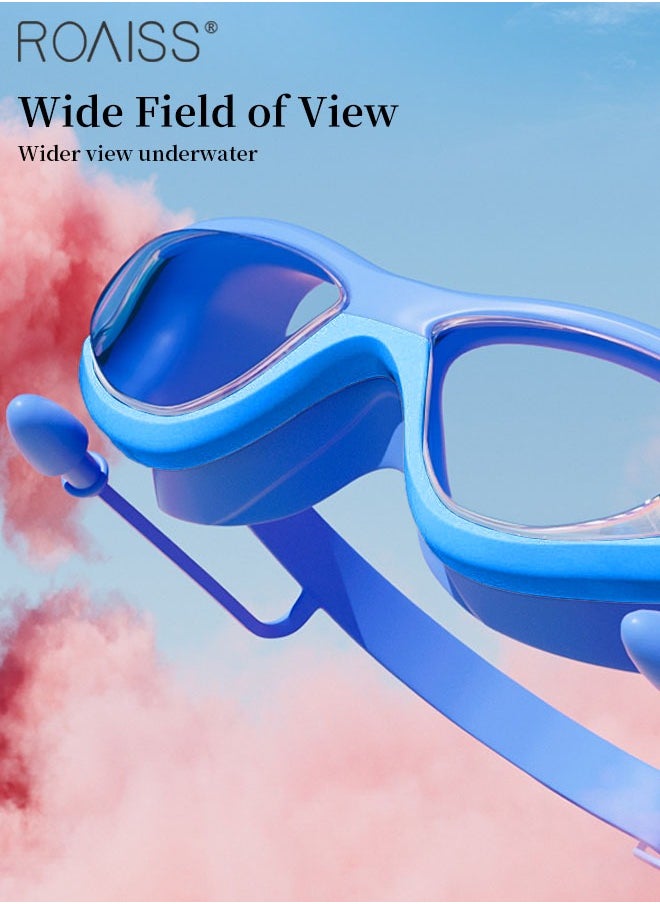 3 Pcs Kid's Swim Goggle Set, HD Vision Waterproof Anti-fog Swimming Goggle, Silicone Swim Cap and Wet and Dry Separation Swimming Bag, Indoor and Outdoor Diving Professional Swimming Gear for Boys and Girls