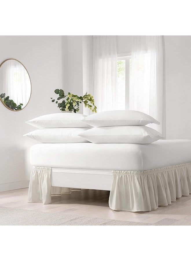 erorex Solid Elastic Wrap Around Bed Skirt Easy On Off Dust Ruffle 18 Inch Drop Twin Full White  - Image 2