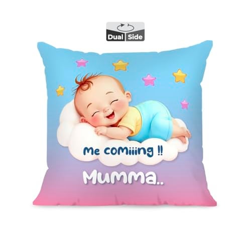 Brizberry® Premium Throw Pillow Cushion, mom to be Gifts, Pregnant Woman Wife Sister, Coming Soon Mumma, Pregnancy Gift for Baby Shower, with Premium Filler Cushion (16 inch x 16 inch) (Design 7) - Image 1