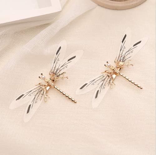 canjoyn 3 Pcs Baroque Fancy Gold Tone Alligator Hair Clips Dragonfly Starfish Hair Clips Bridal Pearl Prom Hair Pins Wedding Hair Barrette Accessories Jewel Hair Pin for Women Girls (Dragonfly-A) - Image 3